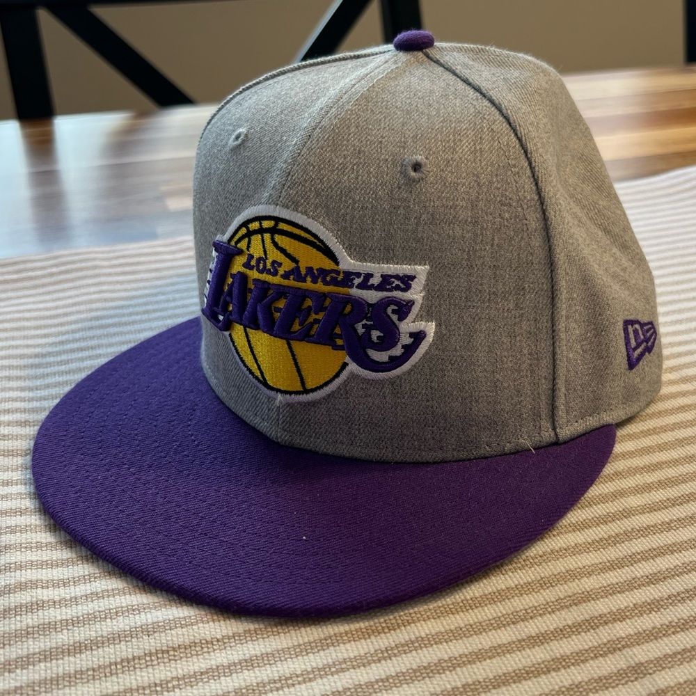 LAKERS gray and purple lakers hat